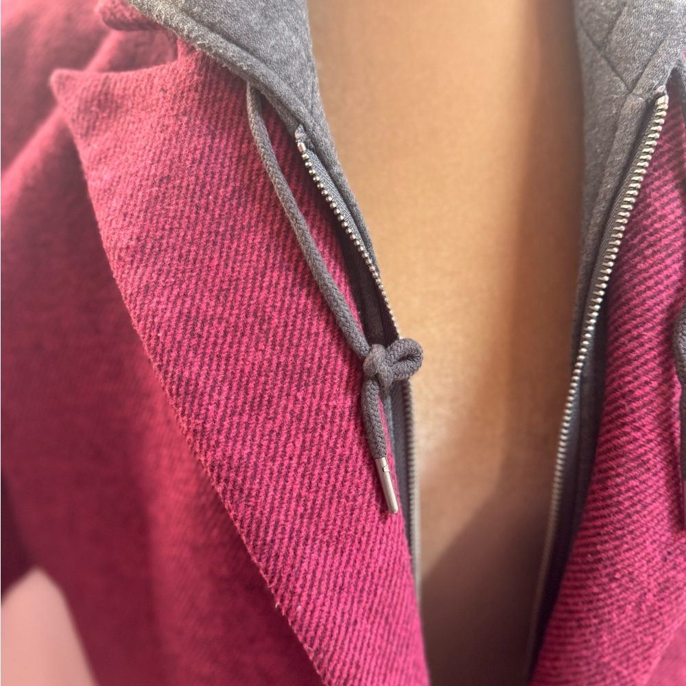 Avec Les Filles Women's Pink Coat with Gray Hoodie - Picture 4 of 9